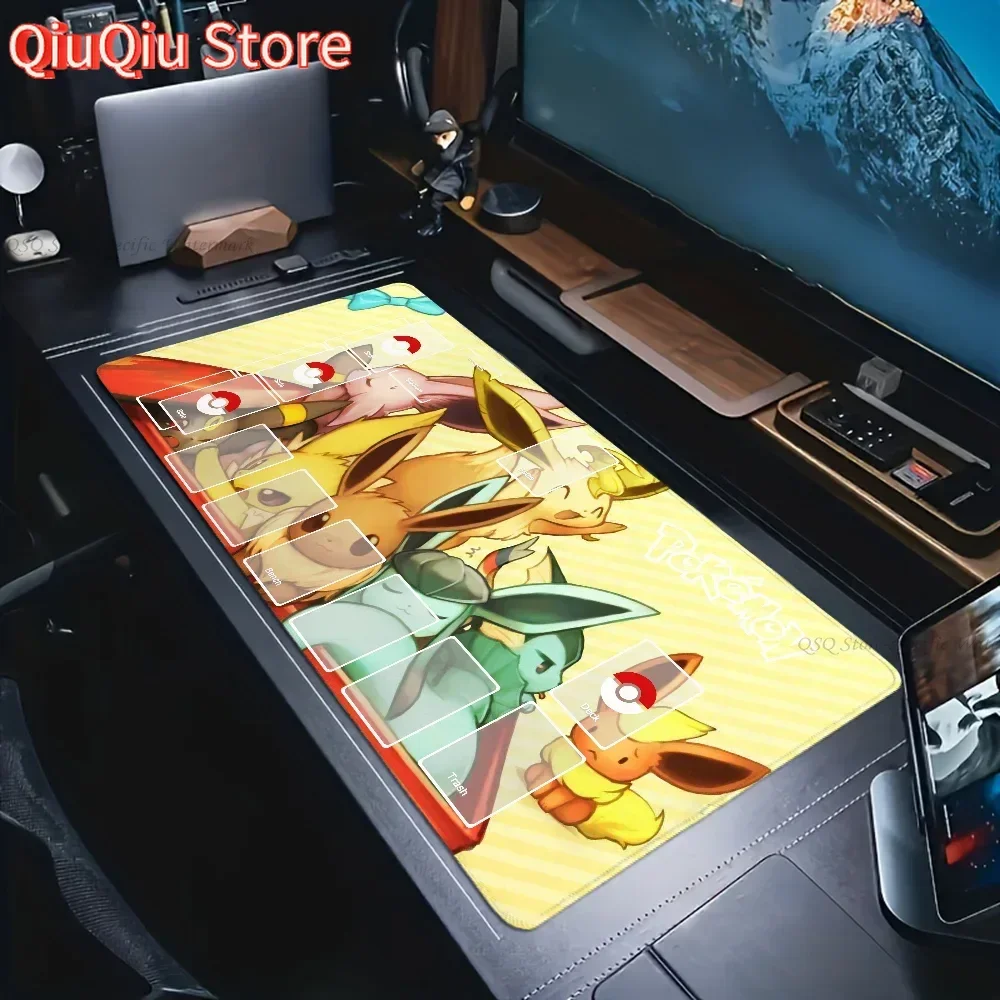 P-Pokemon Game Anime Battle Mousepad Mouse Mat حصيرة مكتبية مع وسادة ملحقات الألعاب Prime Gaming XXL لوحة المفاتيح حصيرة الحشو