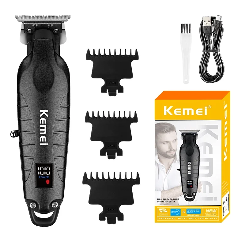 Kemei 2293 Berber Akülü Saç Düzeltici 0mm Sıfır Boşluklu Oyma Clipper Detaylandırıcı Profesyonel Elektrikli Kaplama Kesme Makinesi