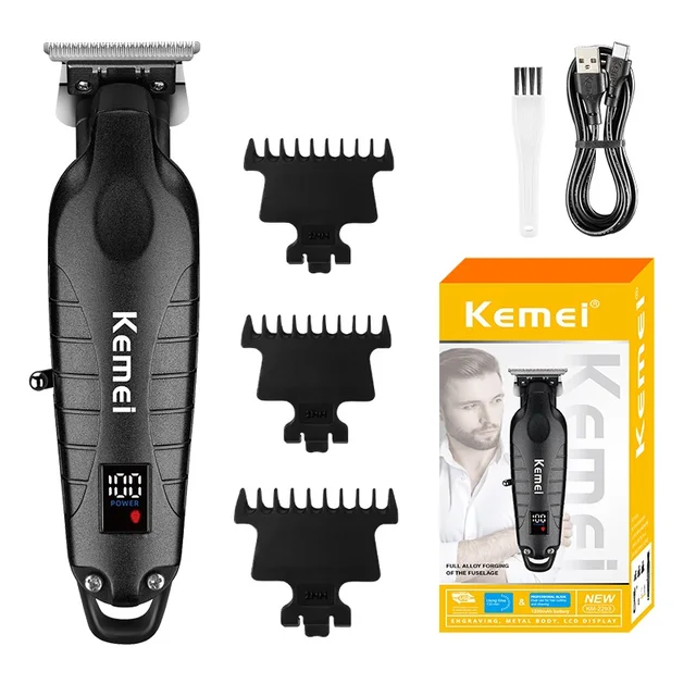 Kemei 2293 Barber bezprzewodowa maszynka do włosów 0mm Zero Gapped Carving Clipper Detailer profesjonalna elektryczna maszyna do cięcia wykańczającego