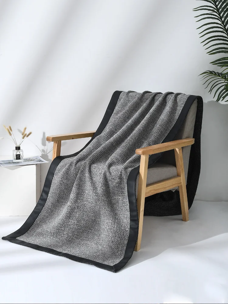 

Modern mat Bla ey Bedspread Sofa Decorative Blanket Hotel Model Room Soft Furniture Bedroom All-Season Stripe Pattern