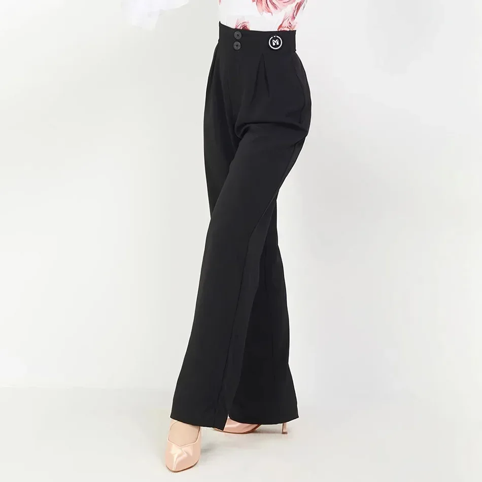 High Waist Button Design Trousers Female Latin Dance Dress Women Performance Belly Modern Dancing Dresses B20017