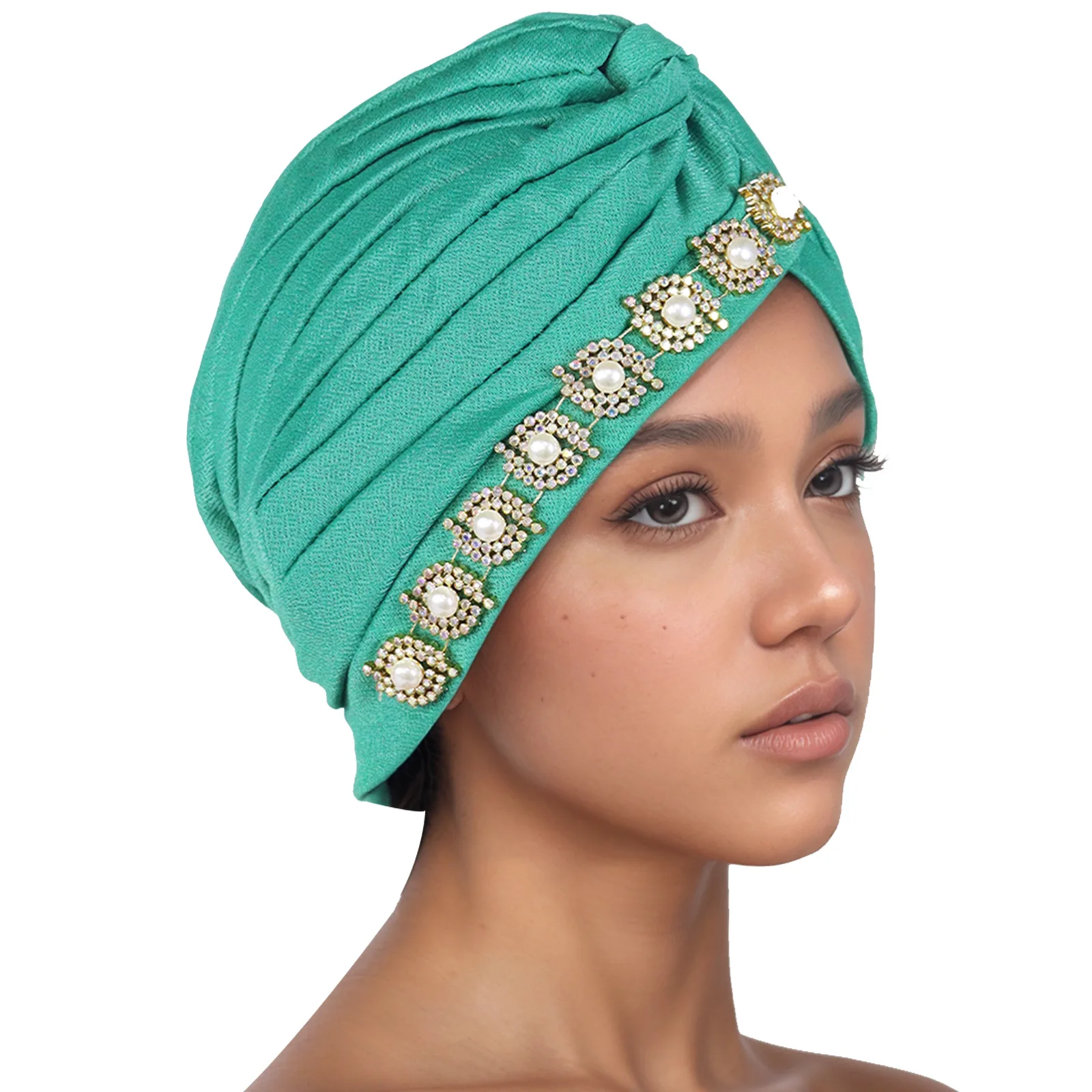 

Muslim Diamonds Beads Turban Cap Hijab Hat Indian Women Hair Loss Headscarf Bonnet Beanies Hats Headband African Headties Mujer