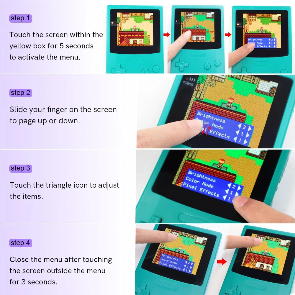 GBC 터치 버전용 라미네이팅 AMOLED OLED 스크린, OSD 내장형 레트로 픽셀 스크린, GBC 게임보이 컬러용 간편 설치
