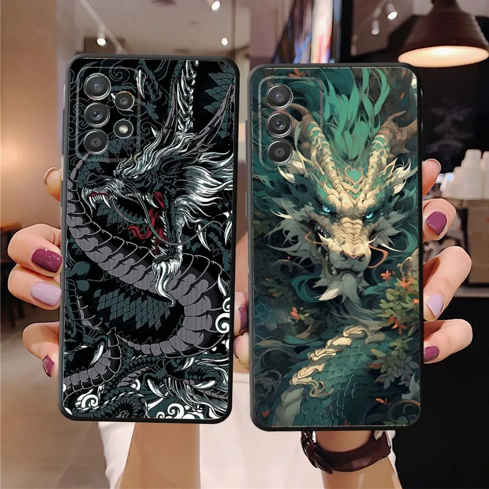 Fashion Ferocious Dragon   Phone Case For SamsungS24,S23,S22,S21,S20 Ultra Pro S10,S30Plus,S9,20lite Ultra Black Cover