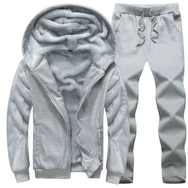 

Men New Autumn Winter Casual Suit Thick Fleece Two Piece Set Fashion Personalized Comfort Warm Tracksuit Male Outfit