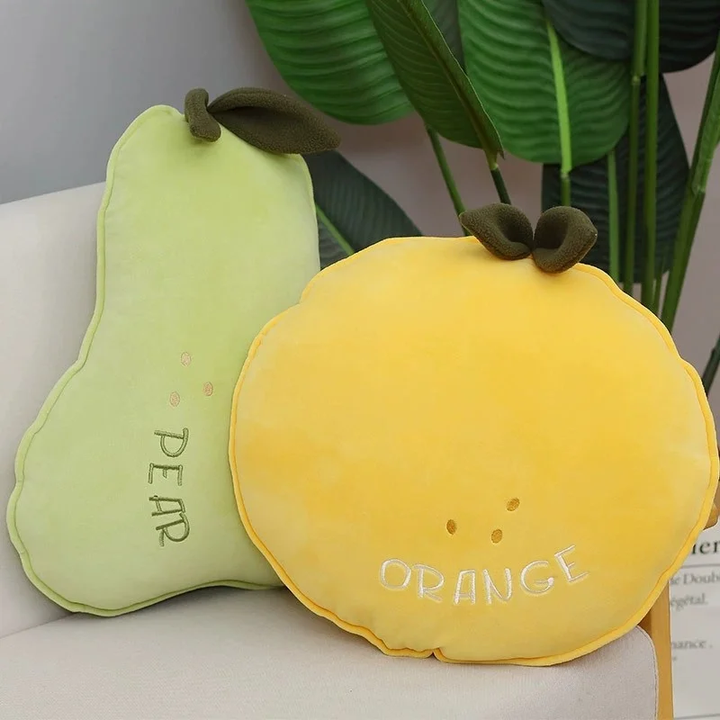 Summer Fruit Pillow Short Plush Soft and Comfortable Pear Plush Pillow Round Orange Cushion Pink Peach  Plush Toy Sofa Decor