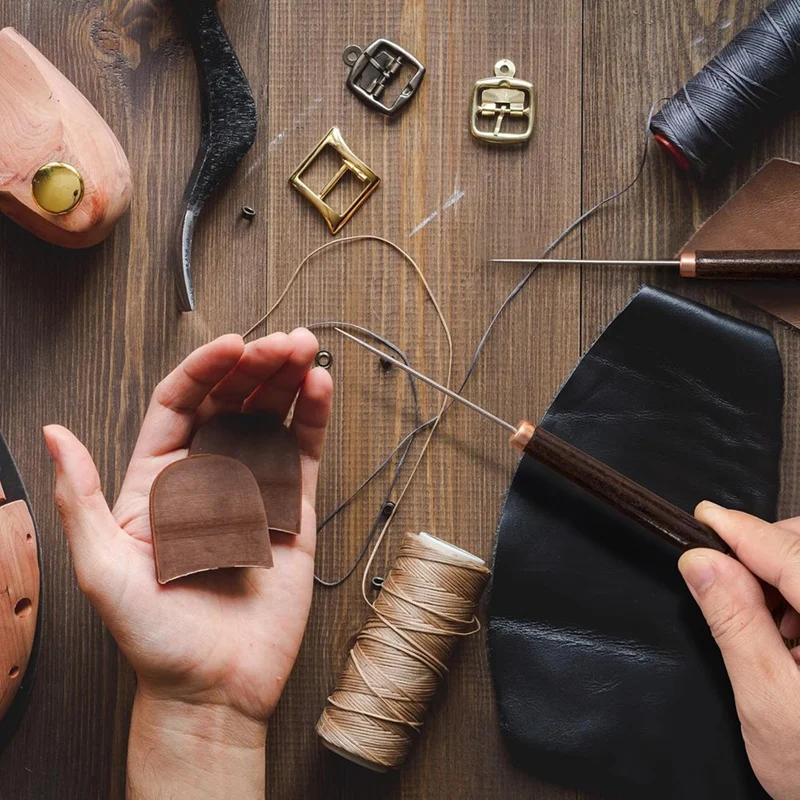 2 Pcs Awl Tool With Wooden Handle, Leather Awl Punch Tool, Slender Scratch Awl, Awl Repair Tool For Leather Crafts