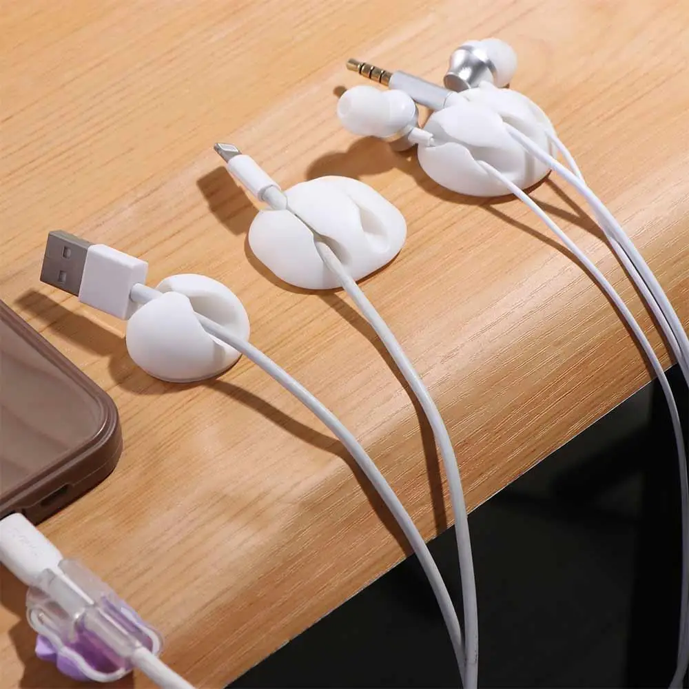 Organizador de cables de 5 agujeros/1 orificio/3 agujeros, soporte de Cable autoadhesivo multifuncional, Clips de Cable de silicona TPR, Cable de auriculares