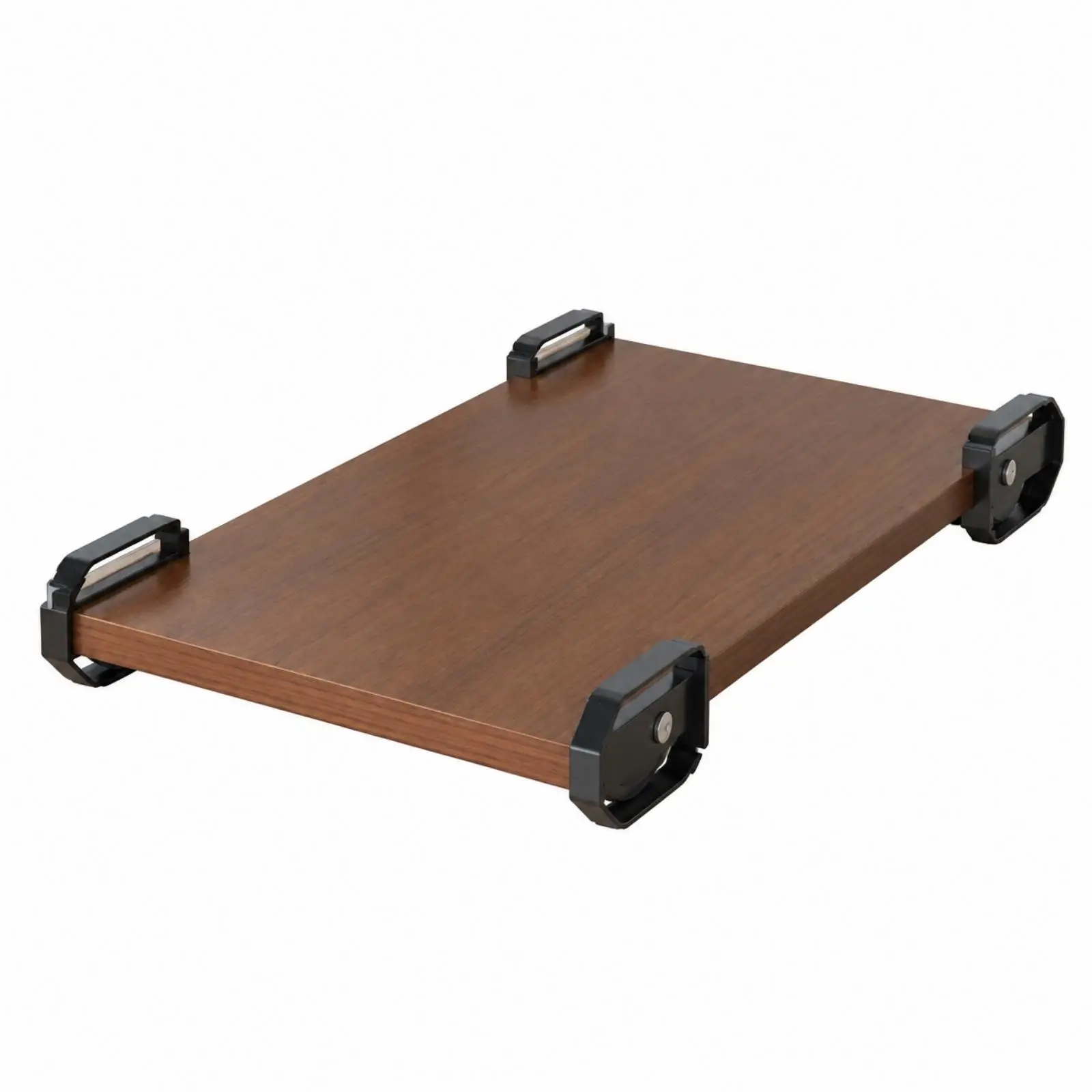 Low Profile Mobile Computer Desk MDF Case Riser Walnut Tray for Desktop PC Holder