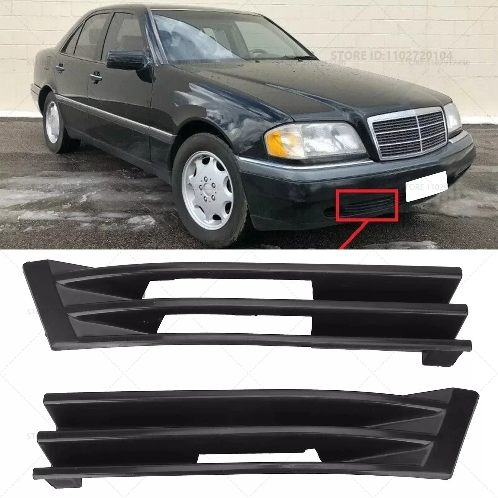 For 1994-1997 Mercedes-Benz C220 C230 C280 (W202) Front Bumper Tow Hook Eye Ventilation Grill 2028800105 2028800405