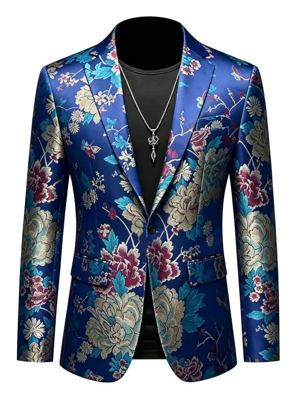 Autumn New Men Luxury Fashion Printed Suit Jacket 2026 High Quality Paisley Floral Printed Party Banquet Men Suits Coat Tuxedo