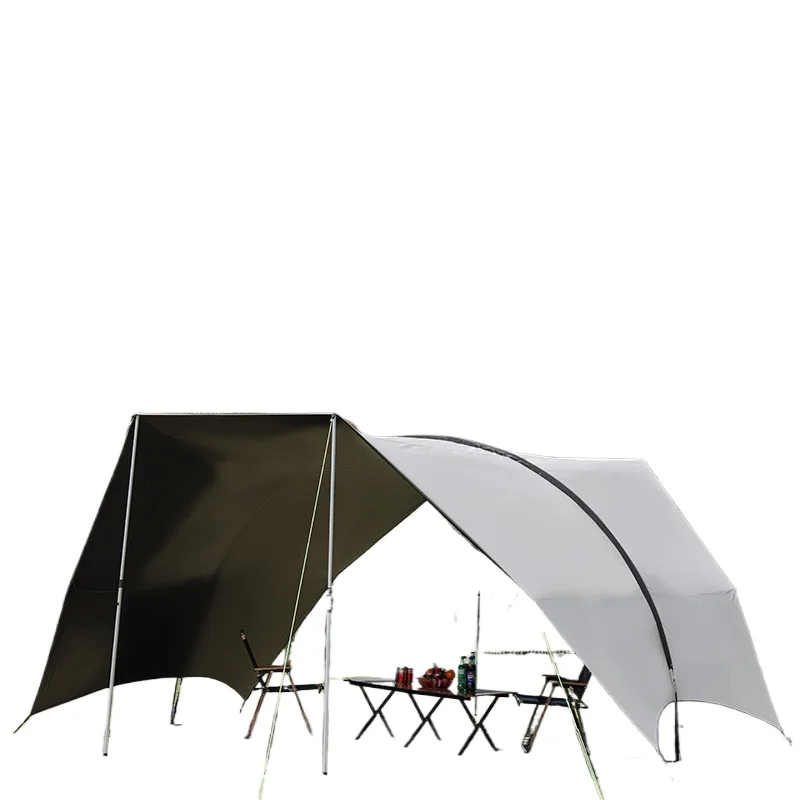 Hexagonal Camping Sun Shade Canopy Tent for Outdoor Picnic Hiking Travel Waterproof Thickened UV Protection Black Coated