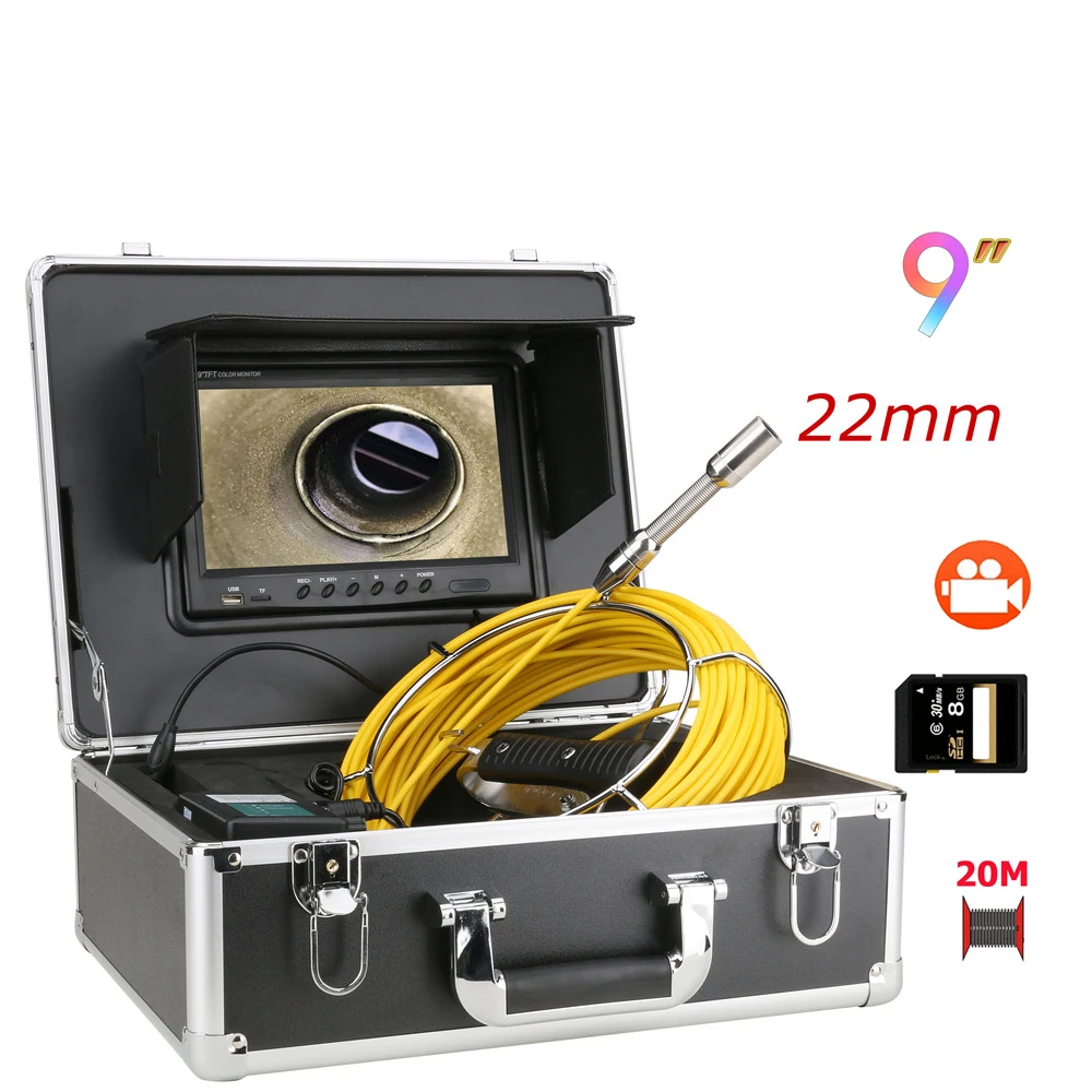 10-Inch Wifi DVR Industrial Endoscope 360 Degree Rotating Camera 38 LEDs Mini Style 30-50M Drain Sewer Pipeline Outdoor Use CMOS