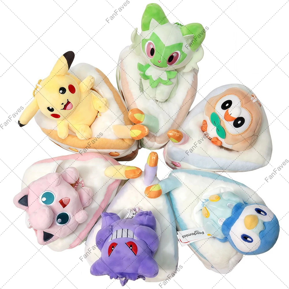 Pokemon Cake Dessert Pendant Plush Toy Pikachu Gengar Gengar Sprigatito jigglypuff Kawaii School Bag Backpack Doll Gifts