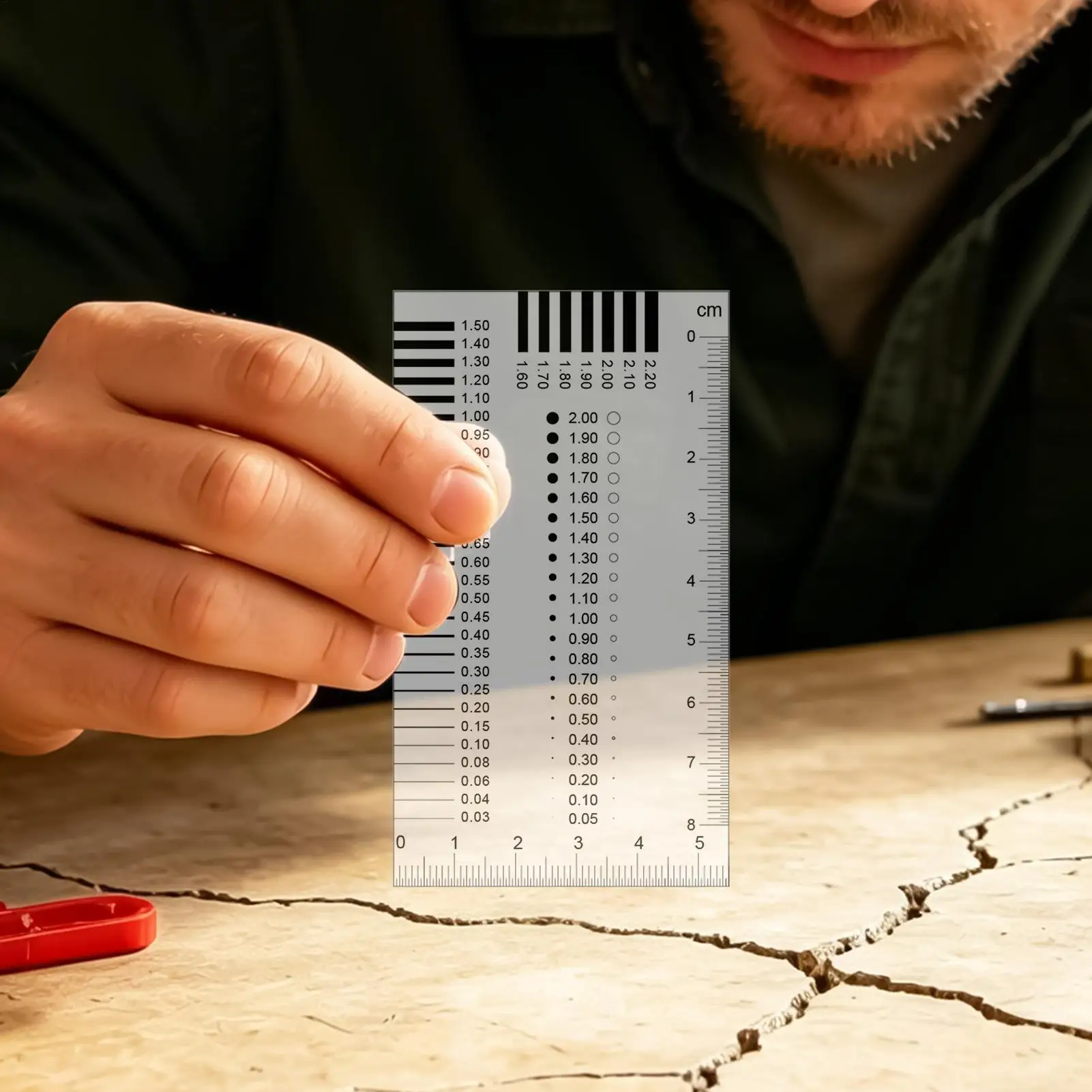 Crack Measurement Tool Clear Scale Double-Sided Film Meter Cards Measurement Crack Width Gauge For Beginners Hobbyists Students