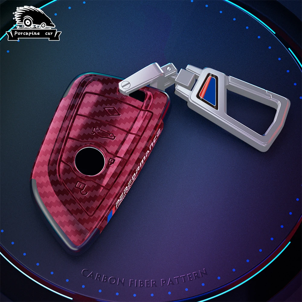 ABS Carbon Fiber Style Car Key Case Cover Shell Fob For BMW X1 X3 X5 X6 G20 G30 G01 G02 G05 F15 F16 G11 F48 1 3 5 6 7 8 Series