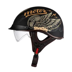 Medio casco Retro de perfil bajo para motocicleta, cascos de media cara, casco de seguridad con Carcasa de ABS 1/2, aprobado por DOT, alemán, Vintage