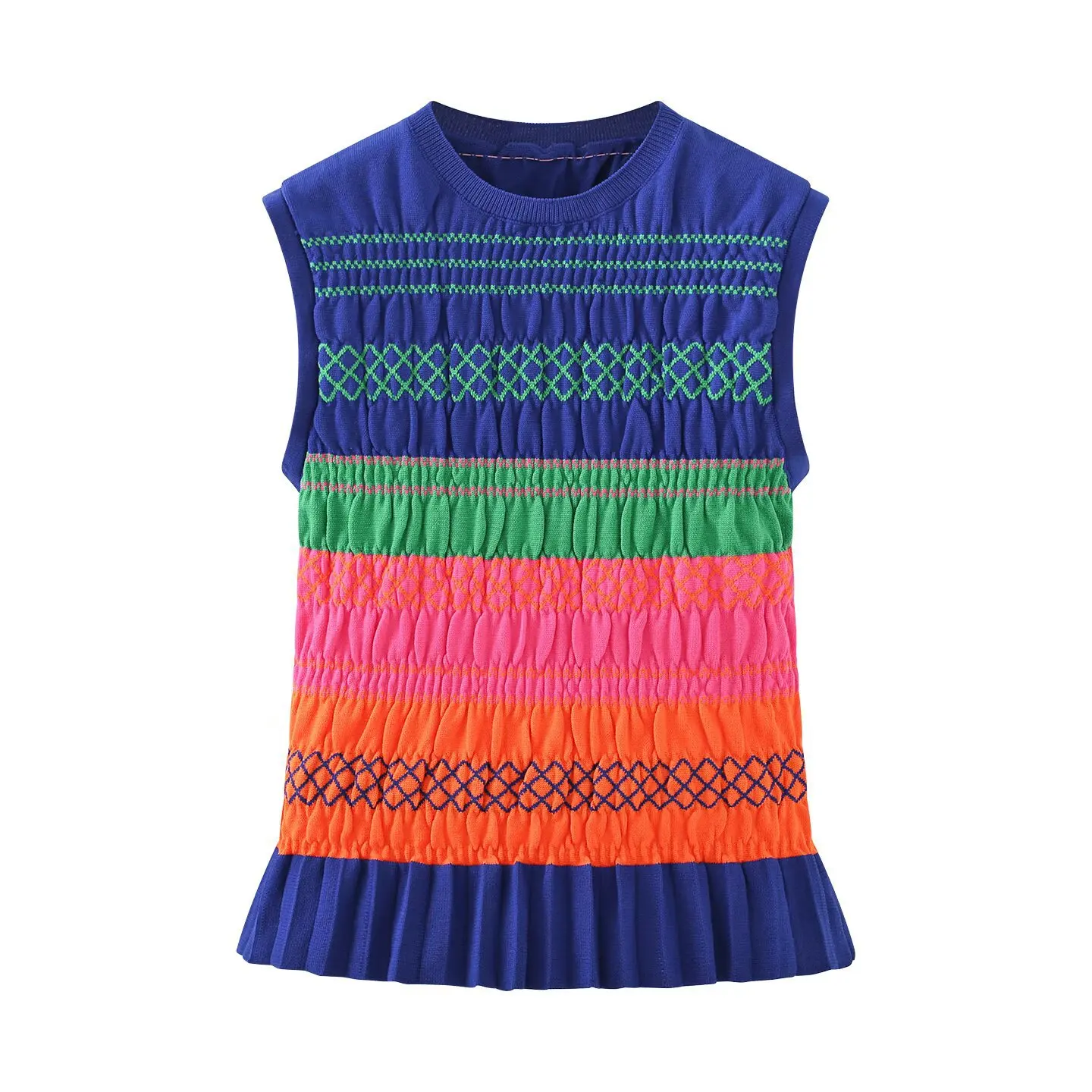 

Slim Fit Knitted Sleeveless Top With Elastic Honeycomb Design New Autumn Style For Women Head Over Footwear Fashion