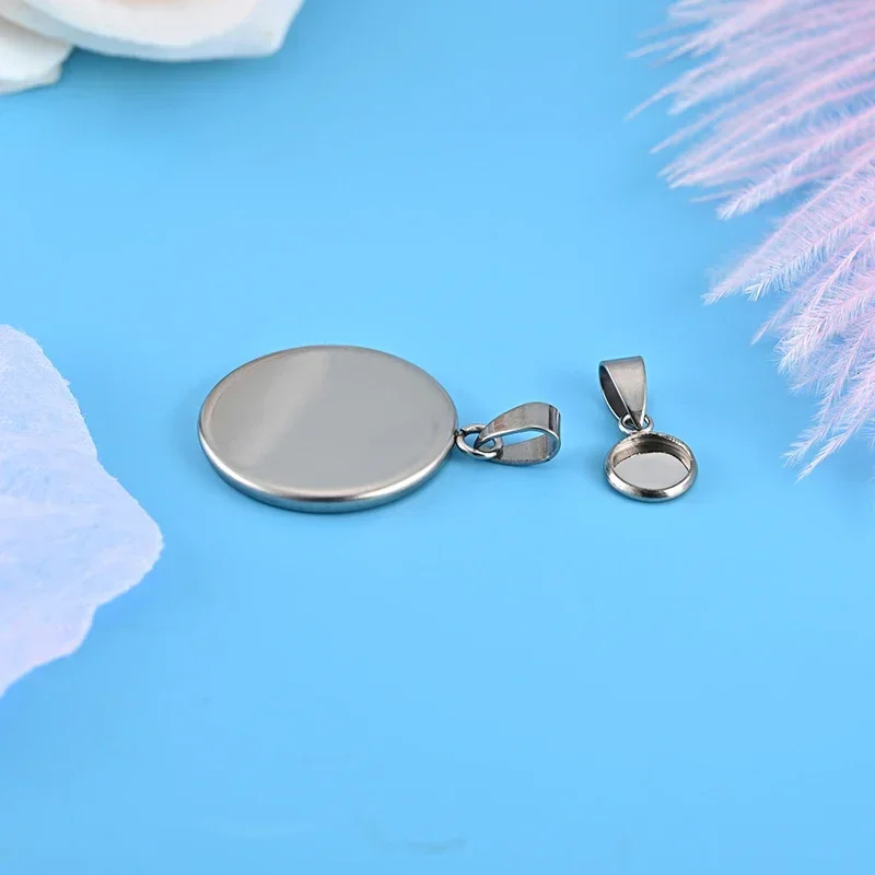 10pcs/lot Fit 8mm-25mm Stainless Steel Resin Blank Cabochon BaseTray Setting Bezels Pendant Charms for Jewelry Making B27