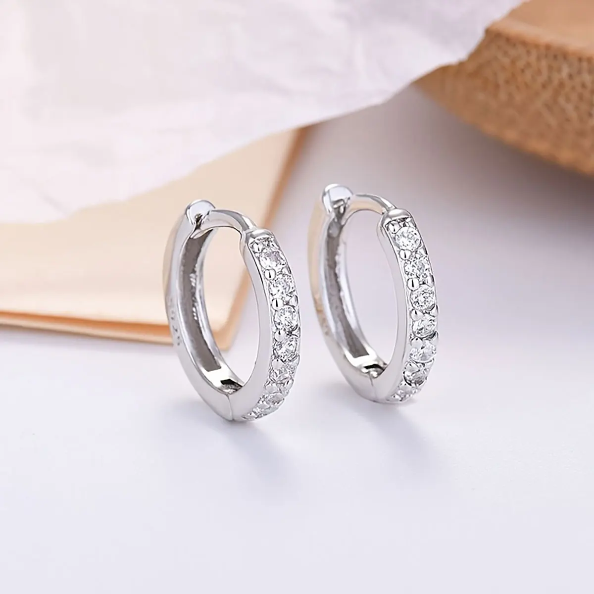 S925 Sterling Silver Pin Earrings Fashion Hoop Earrings White Gold Plated Earrings Nickel Free Earrings - Image 5