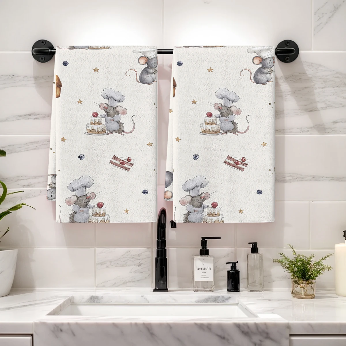 

Cute Cartoon Toy Pattern Polyester Dish Cloth - Machine Washable Kitchen Cleaning Cloth for Daily Use