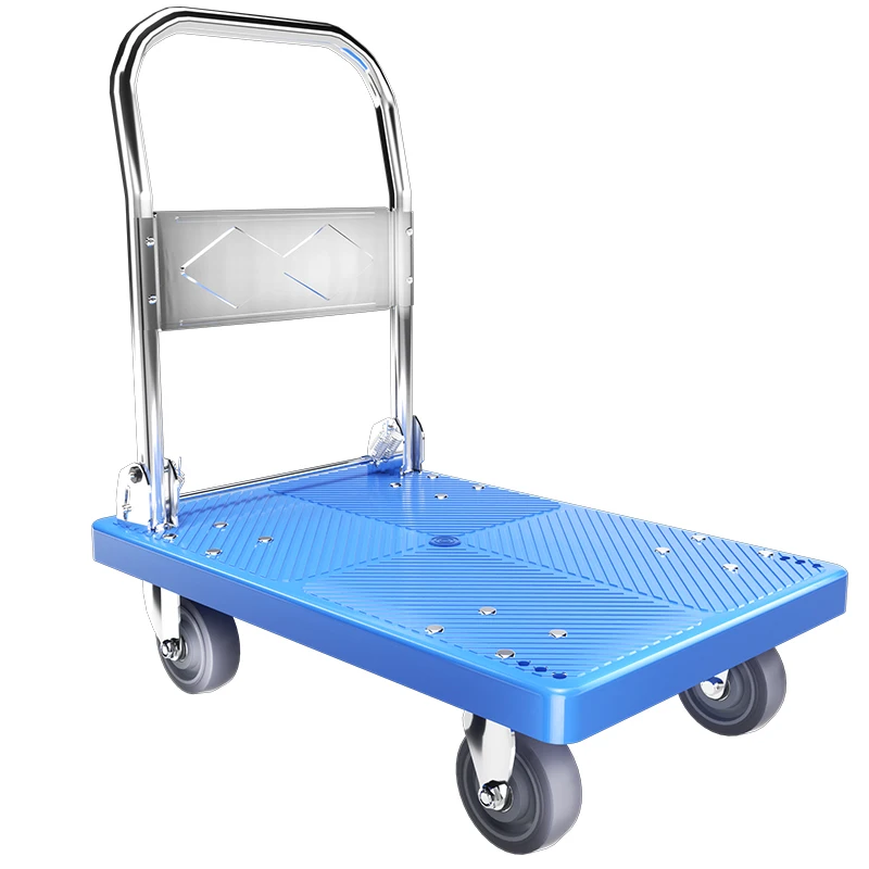 

Custom OEM Portable Household Trolley 70*42 Steel Plastic Folding Flat Trolley Four-Wheel Pulley 200KG Small Pull Trolley Tools