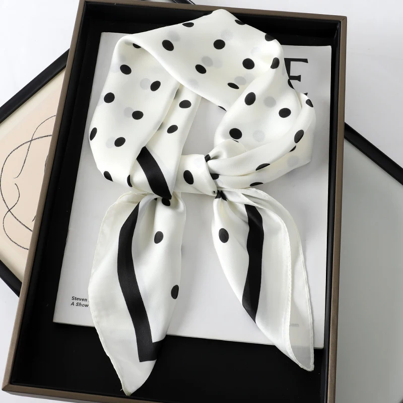 

Lady Hair Dot Scarf Female Silk Square Scarves Head Wraps for Women Bandana Fashion Foulard Shawls Female Neckerchief Summer
