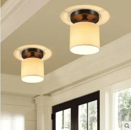 مصباح سقف أمريكي صغير، ممر الشرفة، الممر، الشرفة، مصباح سقف مستدير، إضاءة قماش LED بسيطة #2