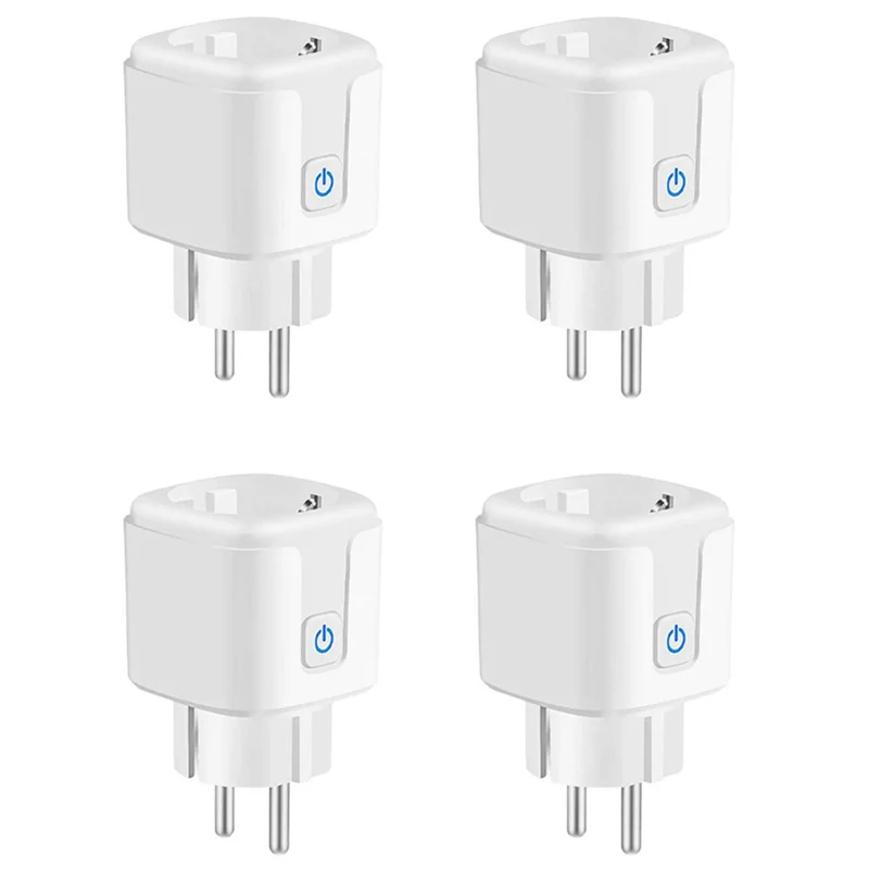 ABJF-4X Tuya Smart Wifi Plug EU 20A Smart Socket dengan Pemantauan Daya Hemat Energi Waktu Remote Control Smart Life EU Plug