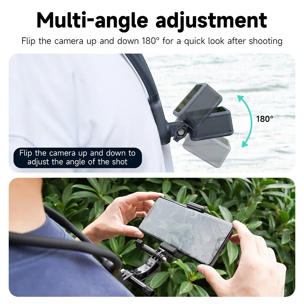 TELESIN سيليكون الرقبة جبل ل GoPro Hero13 12 11 10 9 8 7 6 DJI OSMO Action 5 Pro 4 3 Insta360 X5 X4 ملحقات كاميرا الحركة