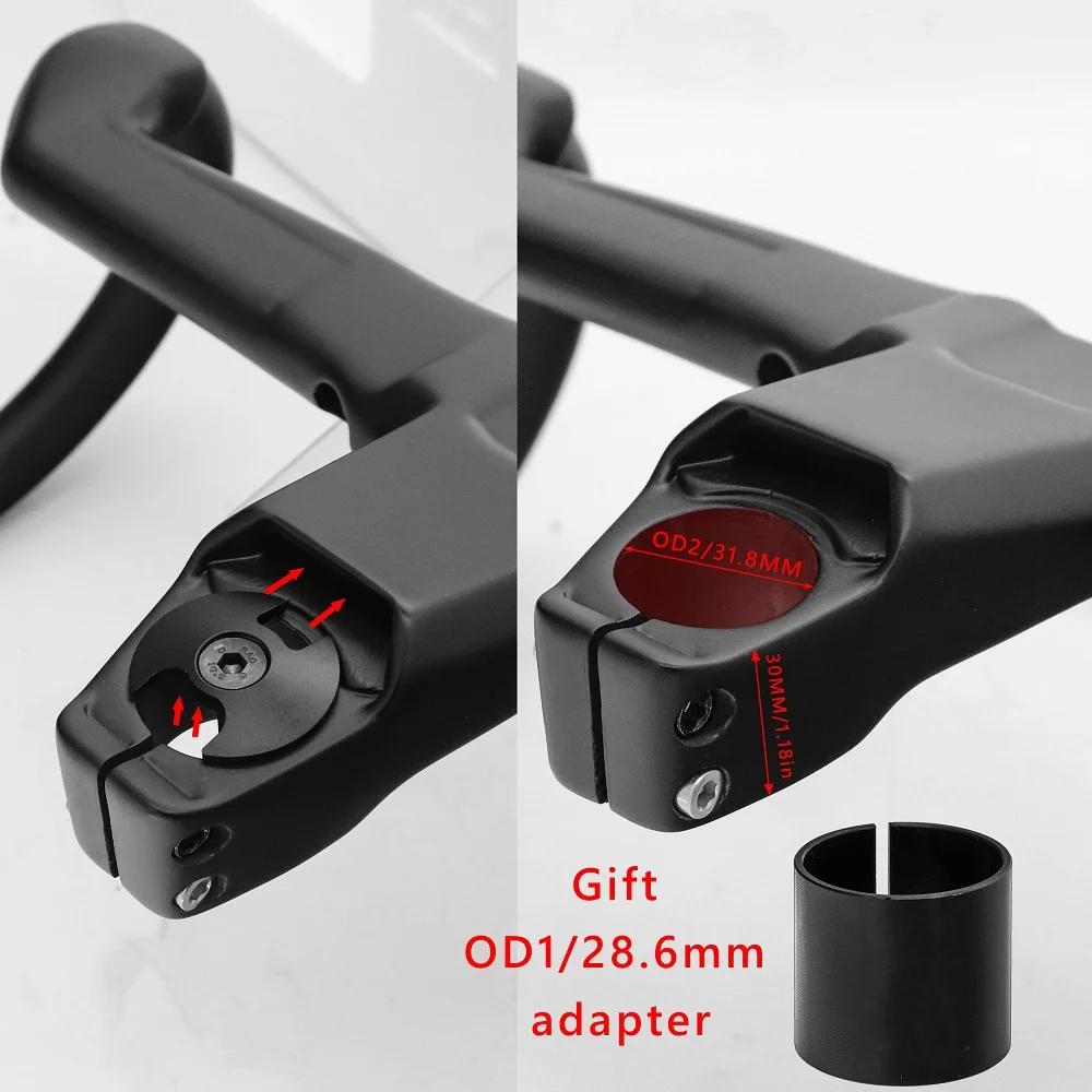 KOCEVLO K04 EVO Road AERO Carbon-Integrallenker 28,6/31,8 mm mit Abstandshaltern, interne Kabelführung, OD2 Rennradlenker – Detail 11