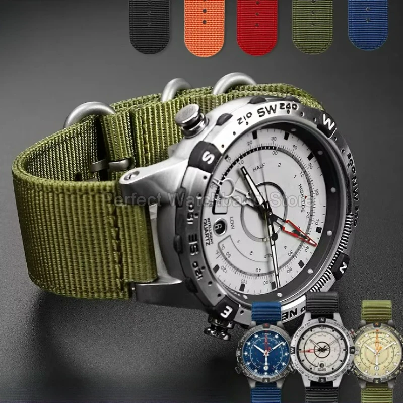 For TIMEX Tide-Temp-Compass Series T2N721 T2N720 TW2T76500 Sports Sweatproof Breathable Nylon Canvas Watch Strap 16mm