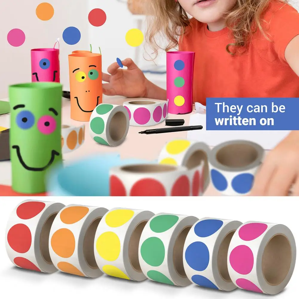 6 рулонов круглых наклеек, стикеры в горошек, красочные самоклеящиеся Стикеры в горошек для одеяла, ценники, товары для гаража, продажи, офиса