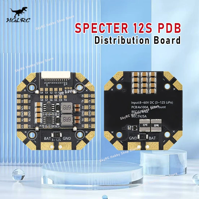 

HGLRC SPECTER 12S PDB Distribution Board - 90A ESC Compatible 12S Power Hub FPV RC Quadcopter Accessory