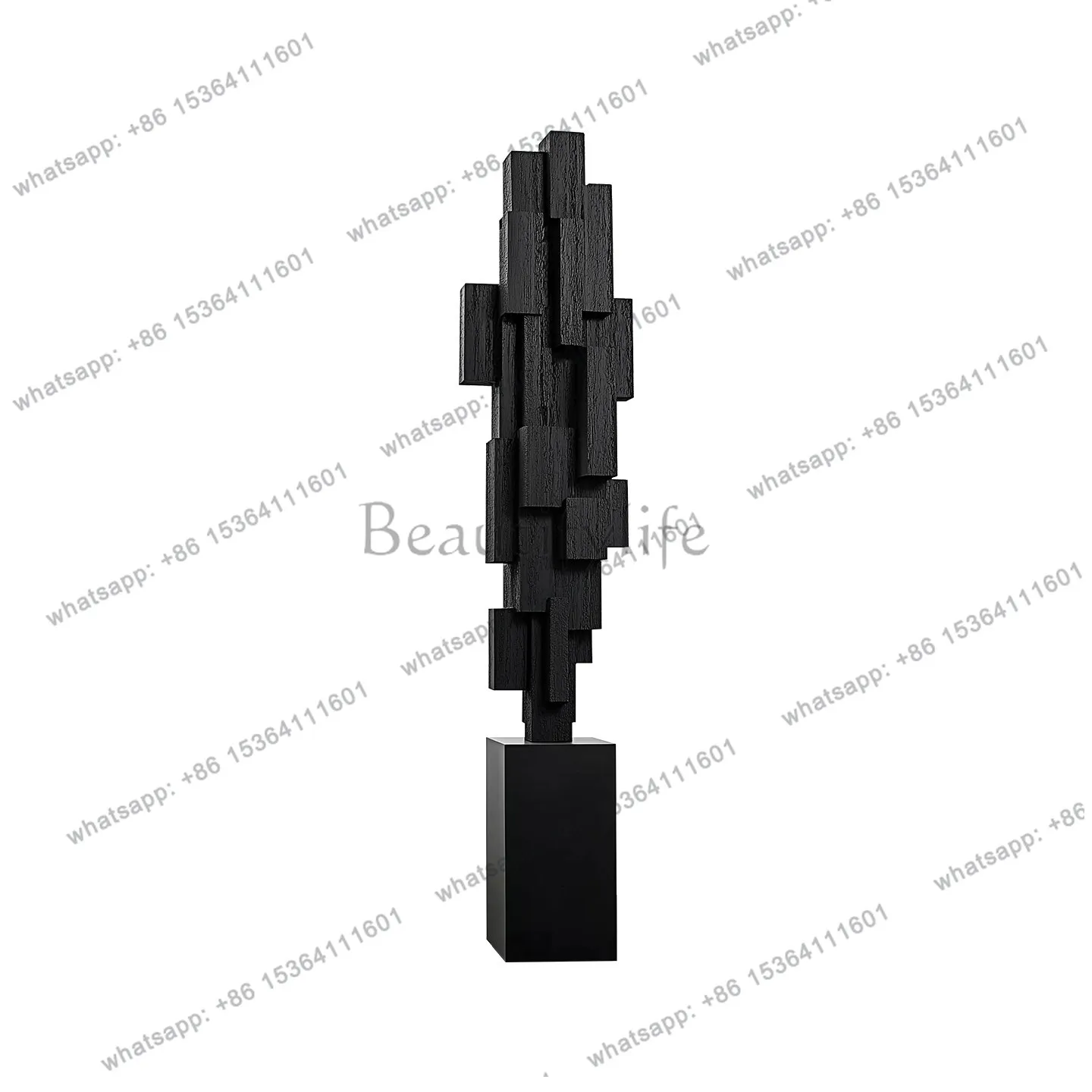 

Wabi-sabi style solid wood sculpture, large floor-standing ornament, hotel lobby entrance soft decoration art installation