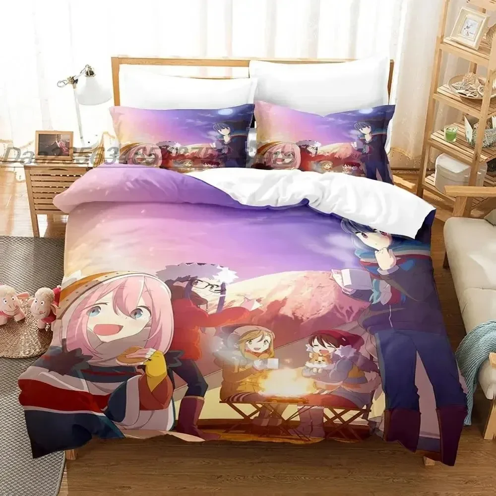 

Yuru Camp Bedding Set Single Twin Full Queen King Size Bed Set Aldult Kid Bedroom Duvetcover Sets 3D Print Anime bed sheet set