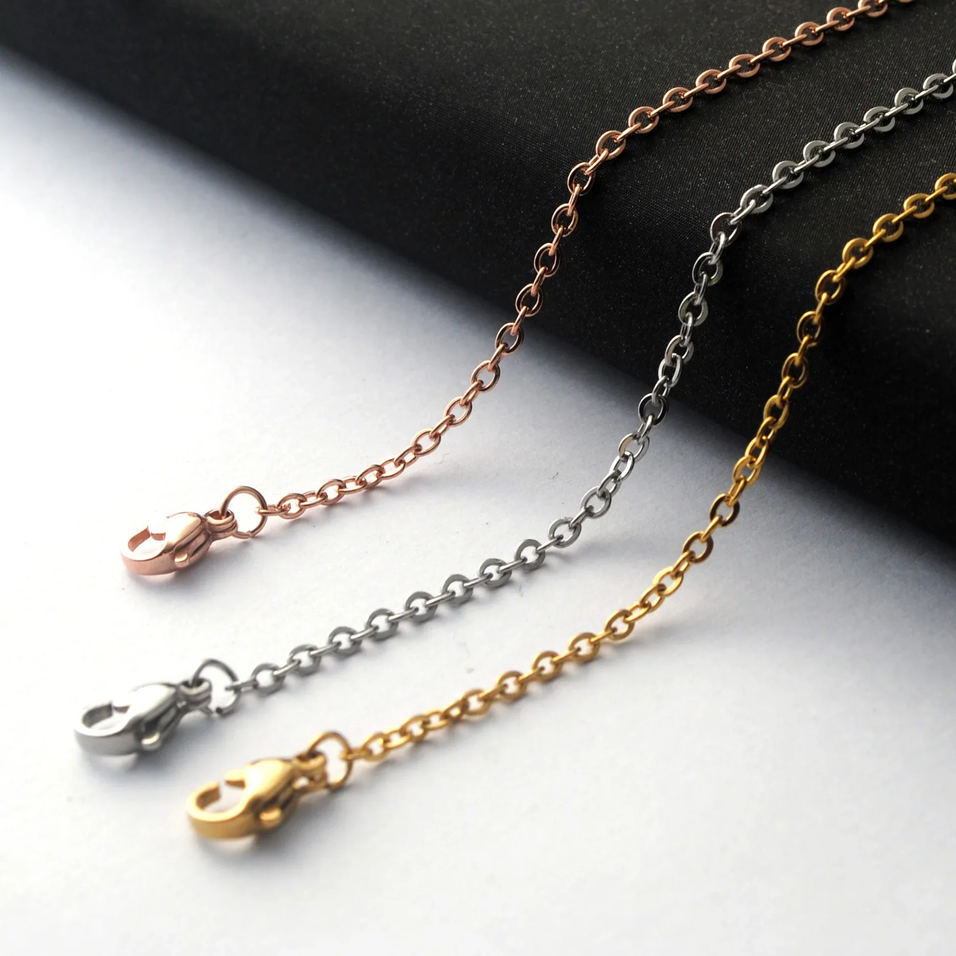 wholesale 2mm 45cm 50cm 60cm 50pcs lot 304 Stainless Steel Chain For DIY Jewelry Necklace