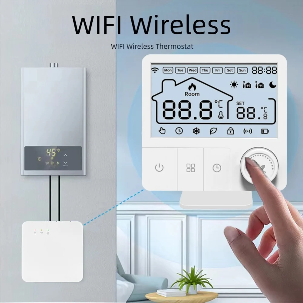 

Умный термостат WIFI для газовых котлов и электрического подогрева пола с блокировкой от детей и программируемыми настройками в неделю