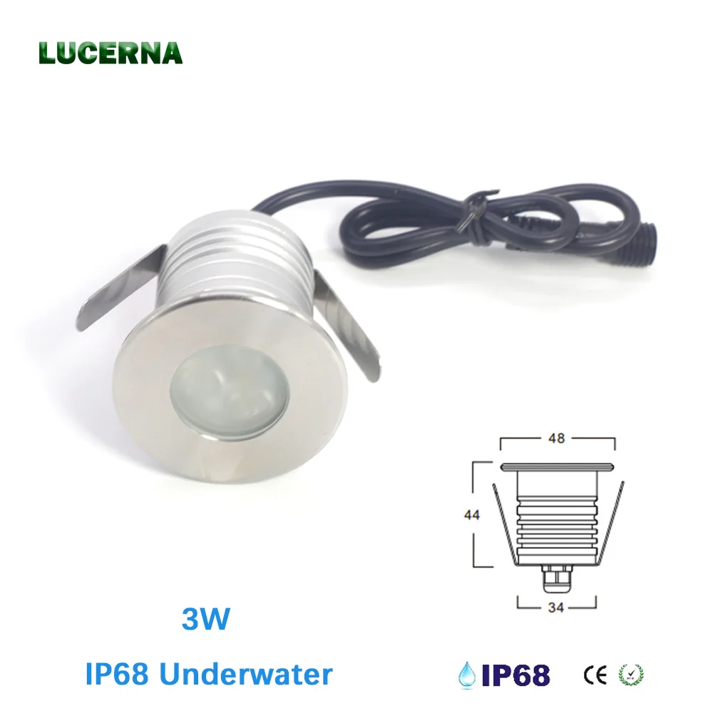 3W Underwater Swimming Pool Light IP68 Waterproof DC12V 24V Indoor Swimming Pond Spotlights for Outdoor Pond Fountain Lighting