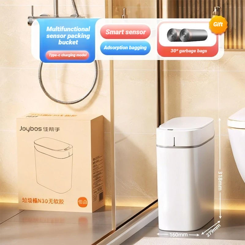 Automatische slimme afvalbak met sensor, waterdicht, smal, grote capaciteit, slimme vuilnisbak voor huis, badkamer, kantoor, voor thuisgebruik