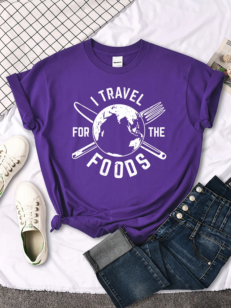 I Travel For The Foods Around Global Tee Shirt Oversized Comfortable Tshirt Essential Tee Tops Original Tee Shirt