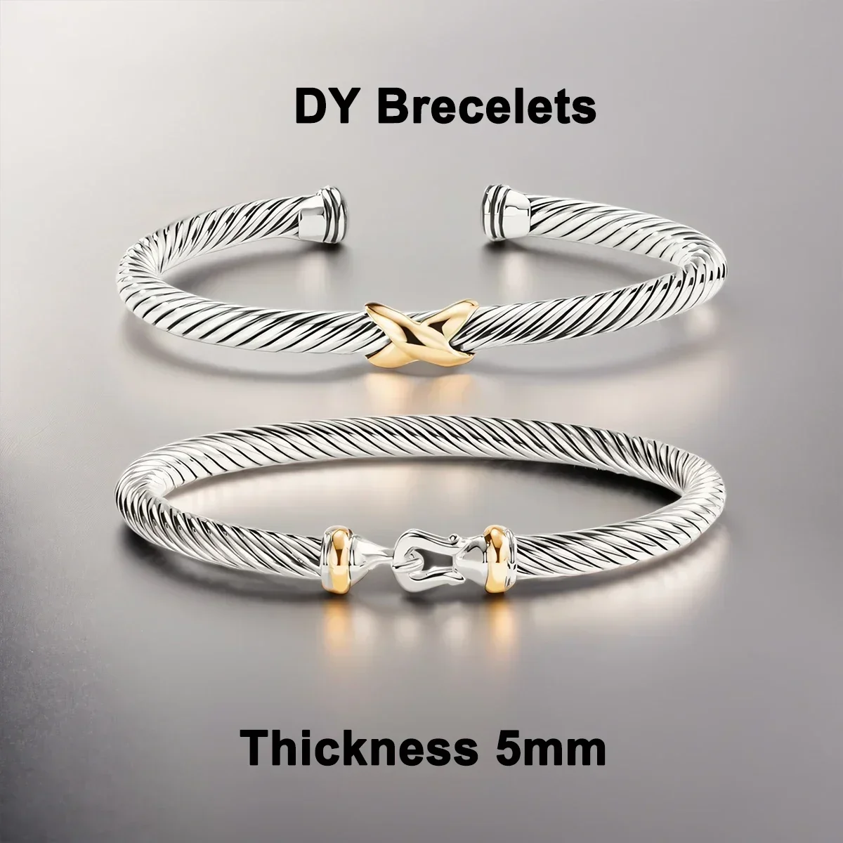 All Complete S925 Silver DY Women's Bracelet  X Station Cable Cross Series Retro Pendant Punk Jewelry