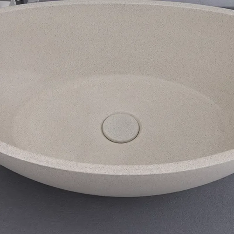 Modern Concrete Bathroom Sink Rectangular Countertop Washbasin Easy Clean Non Porous Surface CUPC Certified Faucet Compatible