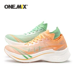 ONEMIX-Zapatillas de correr de fibra de carbono y nailon para hombre, zapatos de maratón, transpirables, ultraligeros, para pista de campo, carrera de kilómetros