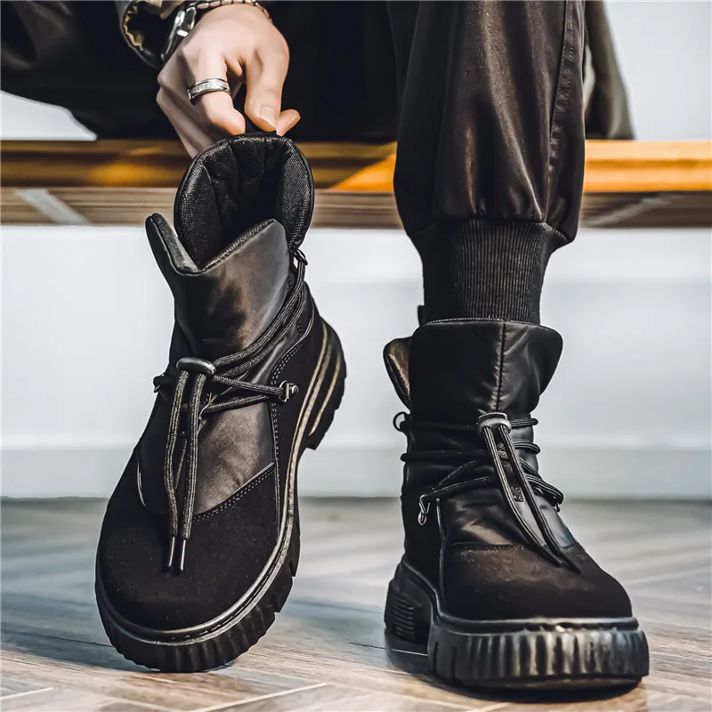 

2025 г. Мужские большие желтые ботинки для улицы, водоотталкивающее покрытие, средние - верхние рабочие ботинки в британском стиле в стиле ретро, зимние зимние хлопковые ботинки Fas