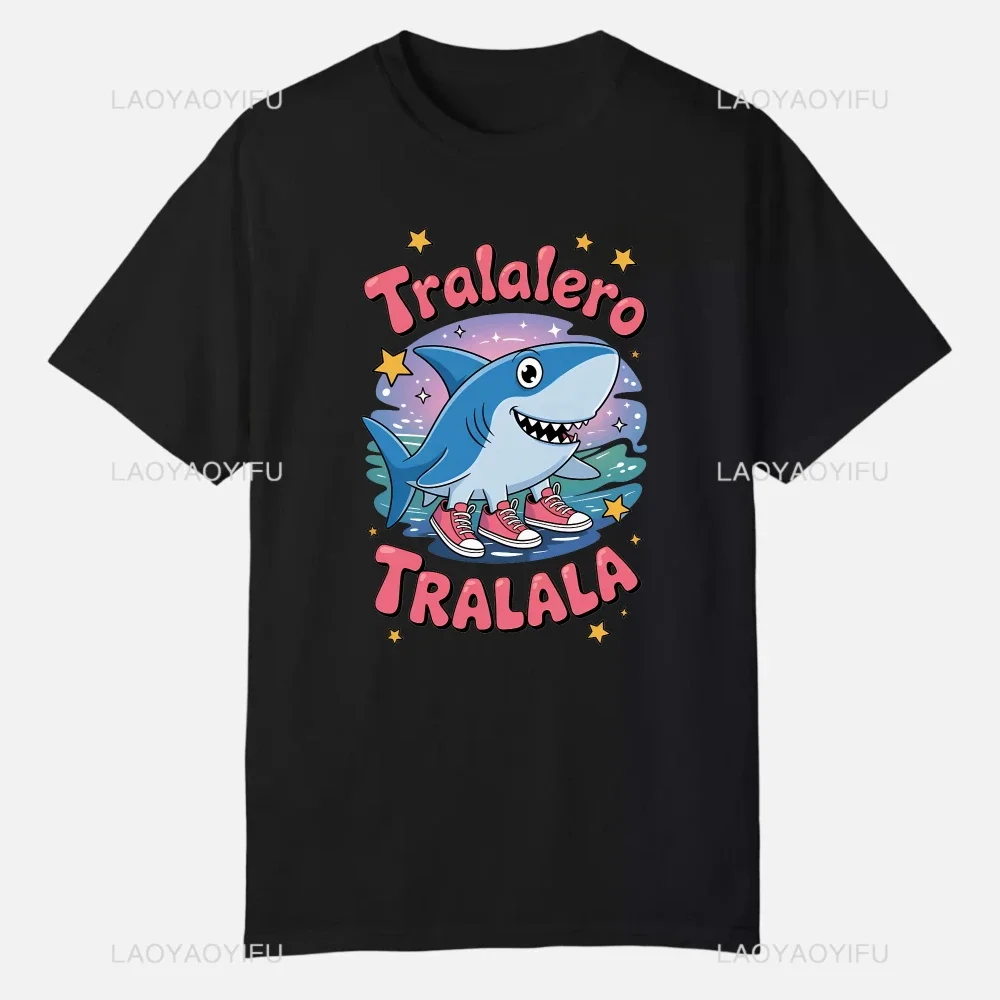 

Tralalero Tralala Women Clothes Tops Graphic Short Sleeve Summer Tees Custom Cotton Clothing Funny Streetwear Printed T-shirt