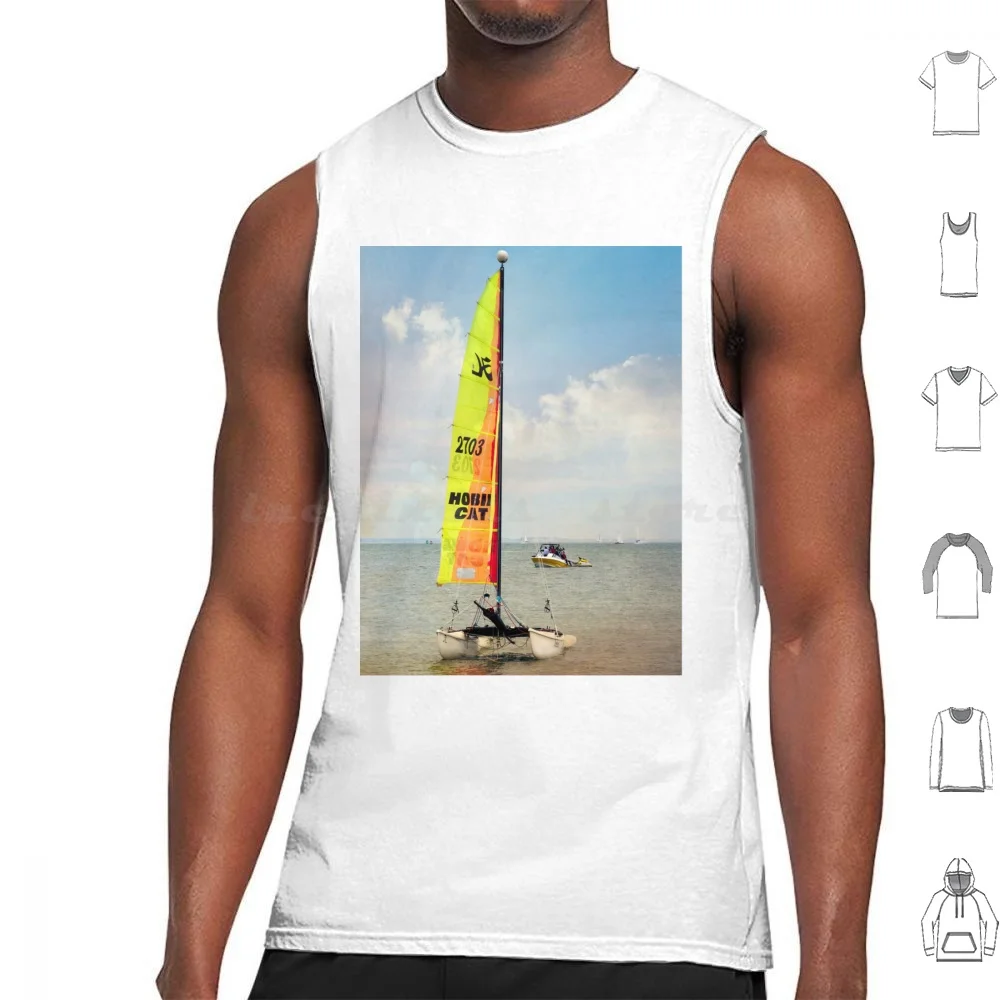 Hobie Cat Ashore. Camisetas sin mangas con estampado de algodón Dorset Hobie Catamaran Hobie Hobieracing Vela de fibra de vidrio 1 4 Crew Sail
