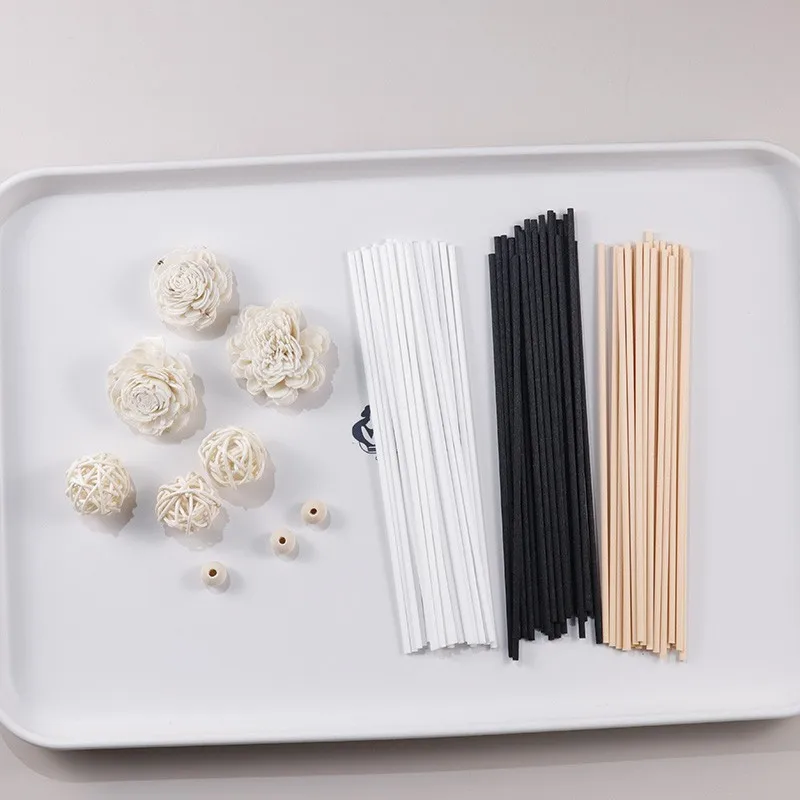 1000PCS L22/25/30CM X3/4/5MM Home Fragrance Essential Oil Diffuser Sticks Black and White Fiber Rattan Sticks for Home Decor