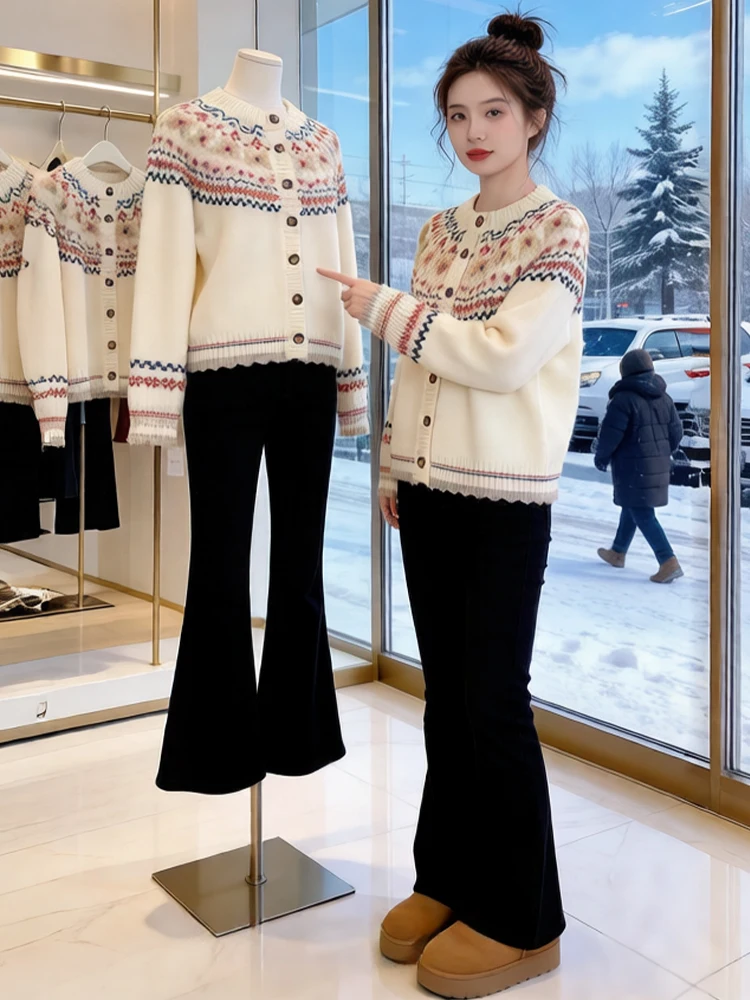 

Ele Simple round Ne Knitted Sweater Women's Sle Versatile Autumn Winter Faionable Open Cardigan Breathable Comfortable