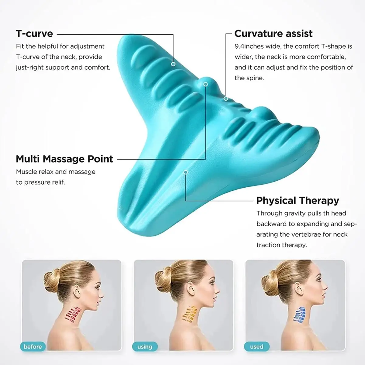 Neck and Shoulder Relaxer, Cervical Traction Device Acupressure Neck Shoulder Back Support Massage Pillow, Neck Stretcher Massag